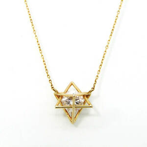 美品 STAR JEWELRY Girl スタージュエリー ガール ネックレス 2JN7249 CZ GIRL'S STAR NECKLACE K10 六角星 イエローゴールド 28007059