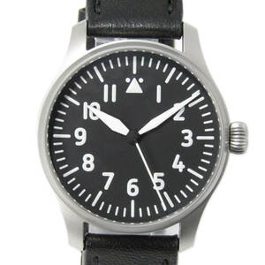 STOWA ストーヴァ Flieger Verus 40 自動巻き 腕時計 フリーガー ウェールス40 パイロットウオッチ レザー ブラック 黒 30012704