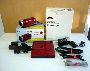JVCケンウッド ハイビジョンメモリームービー Everio GZ-E600 2013年製 レッド BDライター CU-BD5 2013年製 セット KENWOOD