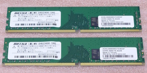 ◆BUFFALO MV-D4U2400-S4G 2枚セット *PC4-19200/DDR4-2400 Samsungチップ 288Pin DDR4 UDIMM 8GB(4GB x2) 動作品