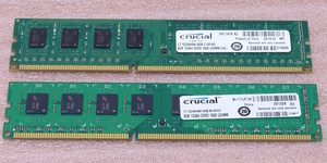 ◇Crucial CT102464BA160B 2枚セット *PC3-12800U/DDR3-1600 Micronチップ 240Pin DDR3 UDIMM 16GB(8GB x2) 動作品