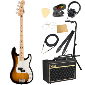 Squier Squire Squire Sonic Precision Bass Mn 2ts Электрический базовый Vox Введение 10 баллов начинающих набор с усилителем