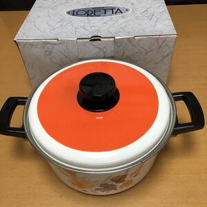 【新品 未使用】レトロ リケン ホーロー両手鍋 20cm 2.5l