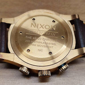 ☆NIXONニクソン_48-20クロノグラフ48mm/ゴールド&ブラウン革/Used☆の画像7