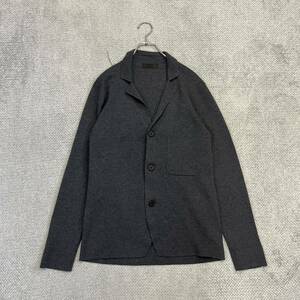 100円スタート♪ （19）UNIQLO ユニクロ　ポリニットジャケット　サイズM　テーラードカーディガン　ダークグレー　レディース　カジュアル