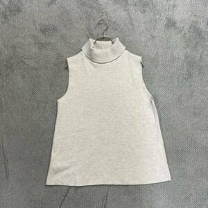 100円スタート♪ （7）ZARA ザラ　ハイネックニットベスト　サイズL　コットン　ホワイト　白　無地　春生地　ノースリーブ　レディース