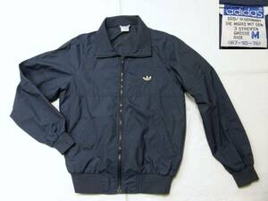 レトロ 古着 西ドイツ製 adidas アディダス 紺 ナイロン 薄手 春 ジャンパー★ヴィンテージ vintage ジャージ デサント社