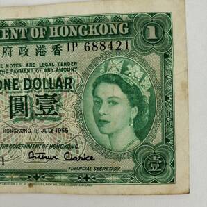 A 1768.香港1枚1955年 紙幣 外国紙幣の画像3