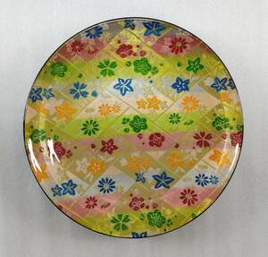 勵龜【美品】【稀少】盛皿 盛鉢 和柄 表面ガラス 食器 菓子皿 花 着物 帯 和風 日本 美しい インテリア アンティーク 飾り皿 皿 美しい