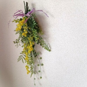 ◆春のミモザのスワッグ【A】◆アーティフィシャルフラワー・リース・壁掛け・造花◆花倶楽部の画像3