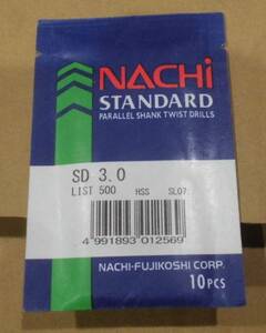 NACHI ストレートシャンクドリル3.0mm 10本セット1袋！！ OSG 三菱 日立 moldino 超硬エンドミル タップ