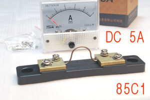 5 Anne pair. direct current amperemeter + shunt, 85C1, needle type, panel meter, analogue, full scale is DC 5A, Class 2.5, nut etc. . attached 