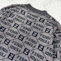 FENDI フェンディ ニット セーター ズッカ ズッカ柄 ズッキーノ ズッキーノ柄 FF柄 総柄 L~XL 大きいサイズ メンズイタリア製 グレー 灰色_画像7