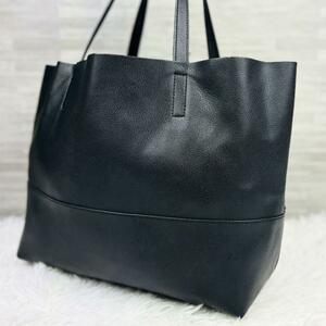 美品 A4 UNITED ARROWS ユナイテッドアローズ ビジネスバッグ トートバッグ メンズ 肩掛け 肩がけ レザー 本革 ブラック 黒 PC収納 大容量