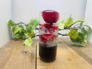 水中花シフトノブ　円柱型M 真っ赤な薔薇と紫陽花　黒