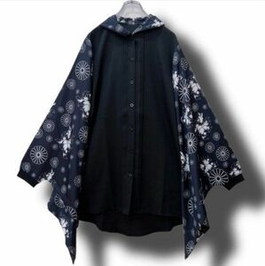 【新品】NieR clothing 袖リブ付き着物風袖シャツ【和柄九尾】