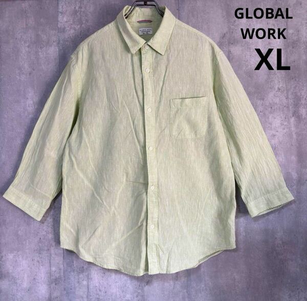 グローバルワーク　GLOBAL WORK 麻シャツ　XL 麻59% 綿45％