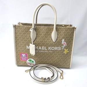 Ft1166271 マイケルコース トートバッグ 2Way ミレラ マイアミ MK総柄 ベージュ/ホワイト レディース Michael Kors 中古