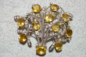 1327 シトリン ペンダント ブローチ ヴィンテージ アクセサリー 宝石 色石 カラーストーン アンティーク ネックレス 装飾品