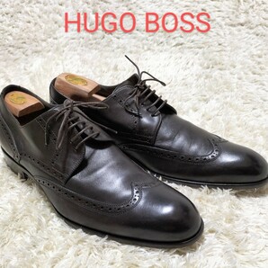 【大きいサイズ11★】良品 HUGO BOSS ウイングチップレザーシューズ/ダークブラウン◆ヒューゴボス (2)の画像1