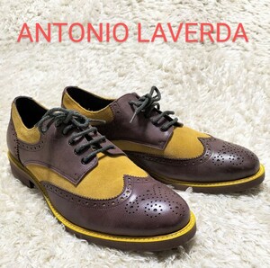 【美品★】サイズ26.5 ANTONIO LAVERDA ウイングチップドレスシューズ◆スムースレザー×スウェード☆スーツカンパニー取扱い (2)