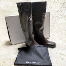 【超美品★箱付き】サイズ25.0(実25.5cm程度) HOUSTON レインブーツ/茶◆箱付き☆ヒューストン (2)_画像1