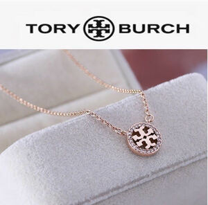 正規新品　TB023-04　Tory Burch トリーバーチ ミラー パヴェ ロゴ デリケート ネックレス　ゴールドピンク　大特価　セール