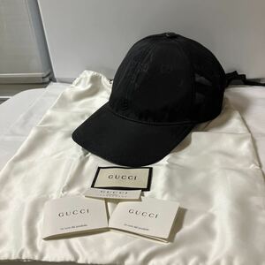 【未使用品・美品】GUCCI グッチ キャップ 帽子 ナイロン メッシュ GGシマ 付属品付き