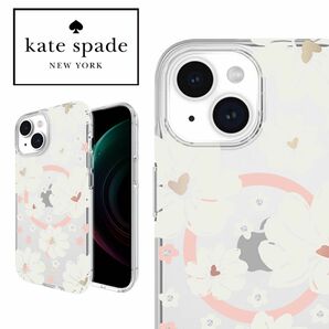 新品 ケイトスペード クリーム フラワー iPhone15 おしゃれ かわいい kate spade ケース 透明カバー