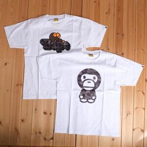 お買い得！◆A BATHING APE◆アベイシングエイプ◆メンズ　 Tシャツ　おまとめ２点セット　[M] 白 br07016797