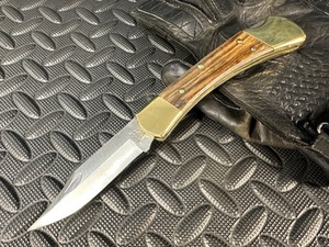 サバイバルナイフ 真鍮 折りたたみ 約203ｇ 刃渡り約97mm アウトドア キャンプ アウトドア 野営 登山 釣り