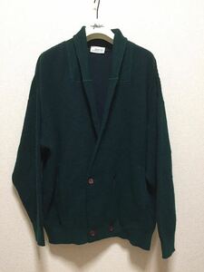 ヨーロッパ古着 ショールカラー ニットセーター ニットダブルジャケット ニットカーディガン PITTI イタリア製 緑
