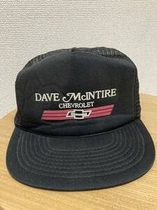 ヴィンテージ DAVE McINTIRE CHEVROLET キャップ 帽子 トラッカー キャップ 企業ロゴ シボレー メッシュキャップ　黒