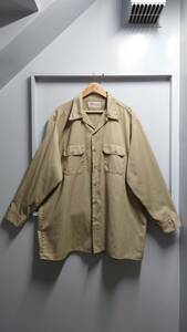 90’s Dickies USA製 T/Cツイル ワーク シャツ カーキ サイズ18-18 1/2 長袖