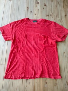 J.CREW　 タオル地半袖Tシャツ　XL 赤ボディ