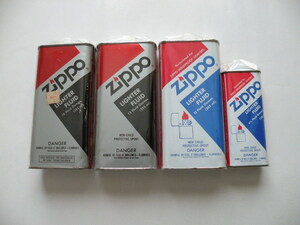 1984-1996 ZIPPO FLUID CAN・オイル缶・赤黒缶ラージ・サイズ・赤青缶レギュラー・サイズ＆ラージ・サイズ・アメリカ缶　４缶セット