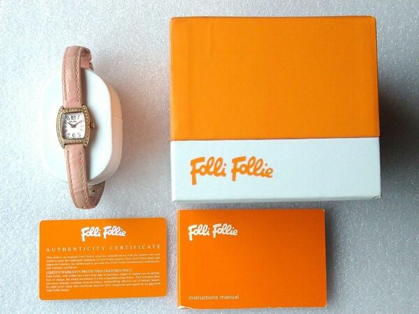 Folli Follie ストーンベンゼル ピンク レザー レディース QUARTZ 腕時計 箱入り 
