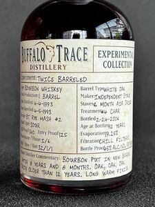 レア物：Buffalo Trace Experimental Collection 2006 ファーストリリース！Twice Barreled バッファロートレース・バーボン ウイスキー