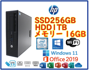 ★送料無料★スリムPC★超高速 i5-4590/SSD256GB+大容量HDD1TB/メモリ16GB/Wi-Fi/Win11/Office2019/HP EliteDesk 400 G1
