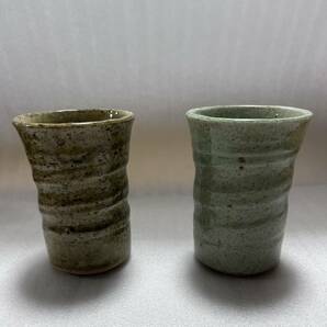 未使用 新品 美濃焼 フリーカップ ペア 湯呑 カップ 2色 2個 セット グリーン 若草 お洒落 陶器 タンブラーの画像1