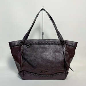 2402-36-4l прекрасный товар lBURBERRY Burberry большая сумка натуральная кожа темно-коричневый Logo plate 