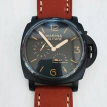 ♪未使用ジャンク品 PARNIS 47mm シーガル製自動巻きムーブメント 腕時計 シースルーバック_画像1