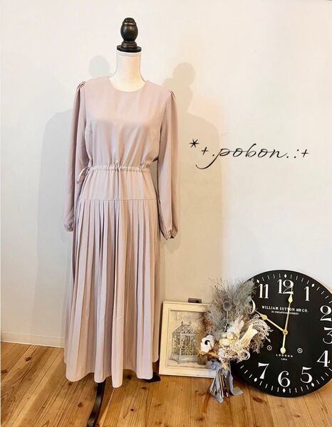 ワンピース ロングワンピース フォーマル ドレス ロング丈 春コーデ 春ワンピース 形が綺麗 シンプル ピンクベージュ リボン