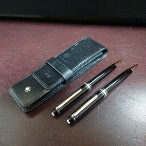 モンブラン ボールペン シャープペンシル ペンケース 164 165 セット マイスターシュテュック MONTBLANC ブラック×プラチナ 管H4