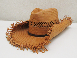 MINKA leather ribbon attaching ton gallon paper HAT tea Brown / straw wheat hat hat 