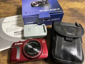 ★送料無料★[中古]Canon キヤノン PowerShot SX700 HS レッド　PORTERのケース付き