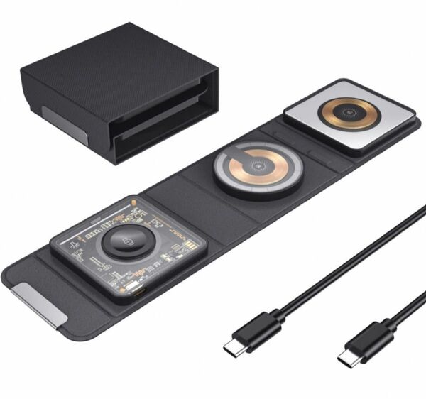 【折り畳み式】3in1ワイヤレス充電器 - Apple Watch充電器 磁気充電スタンド