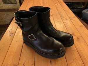  двойной mid подошва vibram #9105 custom подошва OLD engineer boots 26.5cm кожа steel tuPT Vintage Red Wing 