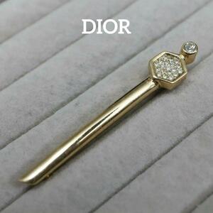 【匿名配送】DIOR ディオール ブローチ ゴールド ラインストーン