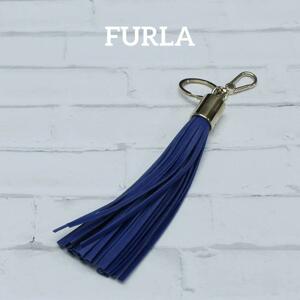 [ anonymity delivery ]FURLA Furla key holder Gold fringe blue 